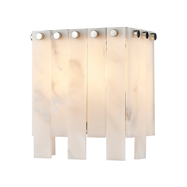 Z-Lite Viviana Wall Sconce, 2-Light, 7.5 In.W x 4.75 In.L x 8 In.H, Polished Nickel/Alabaster 345-2S-PN - main